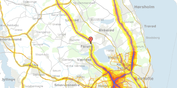 Trafikstøjkort på Hirsemarken 2, 3520 Farum