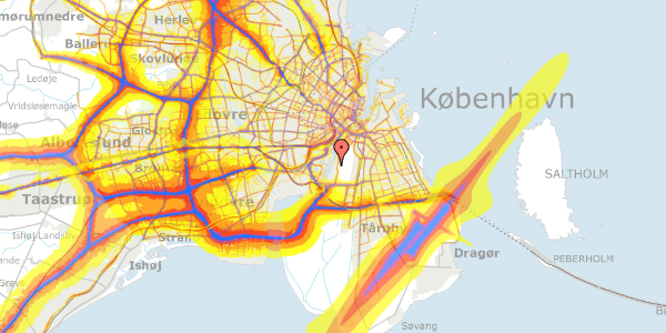 Trafikstøjkort på Bådebrostien 3, 2300 København S