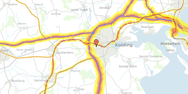 Trafikstøjkort på Max Jørgensens Vej 68, 6000 Kolding