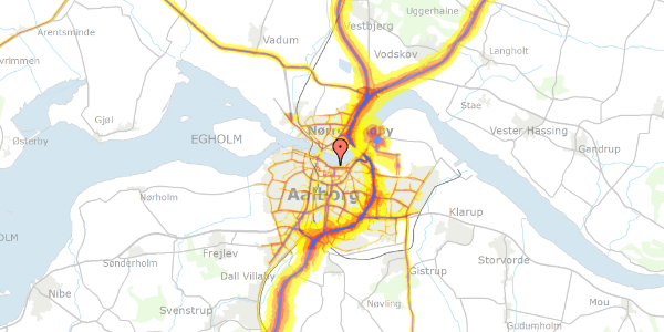 Trafikstøjkort på Rendsburggade 28, 1. 21, 9000 Aalborg