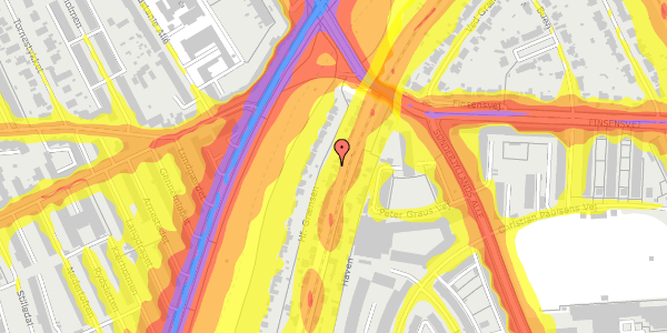 Trafikstøjkort på Hf. Grænsen 11, 2000 Frederiksberg