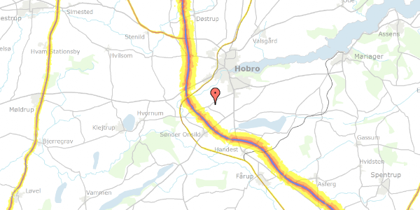Trafikstøjkort på Nr Onsildvej 14, 9500 Hobro