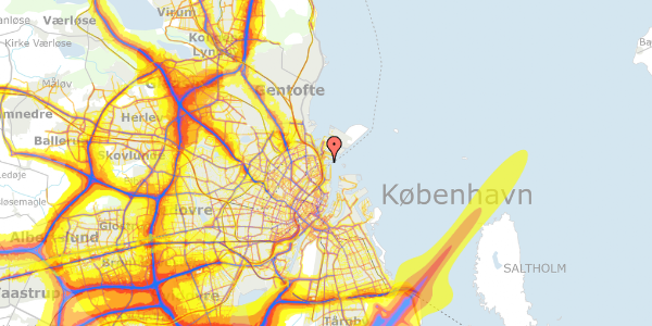 Trafikstøjkort på Marmorvej 37, 2. th, 2100 København Ø