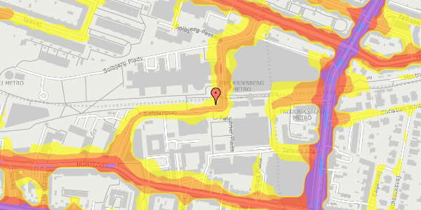 Trafikstøjkort på Solbjergvej 14, 2000 Frederiksberg