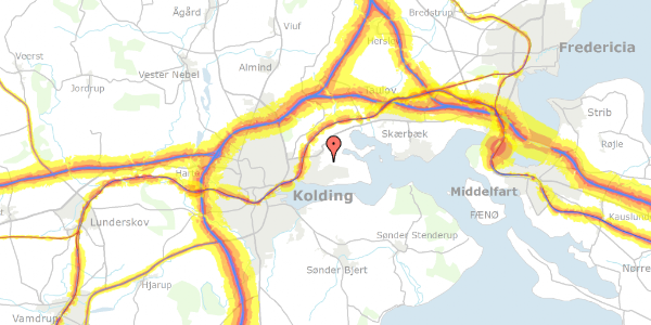 Trafikstøjkort på Aarøvænget 66, 6000 Kolding