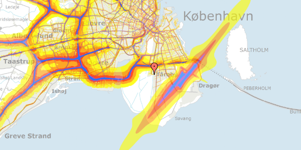 Trafikstøjkort på Robert Jacobsens Vej 79, 8. th, 2300 København S