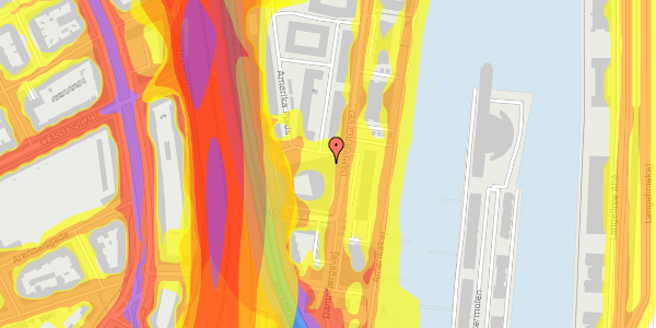 Trafikstøjkort på Amerika Plads 3A, kl. 12, 2100 København Ø