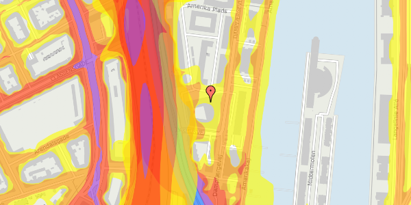 Trafikstøjkort på Amerika Plads 3E, 1. th, 2100 København Ø