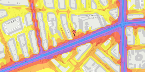 Trafikstøjkort på Masnedøgade 1, 4. th, 2100 København Ø