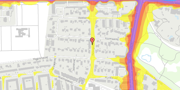 Trafikstøjkort på Pelargonievej 20A, 2000 Frederiksberg