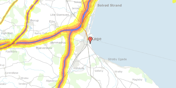 Trafikstøjkort på Strandvejen 87, 4600 Køge