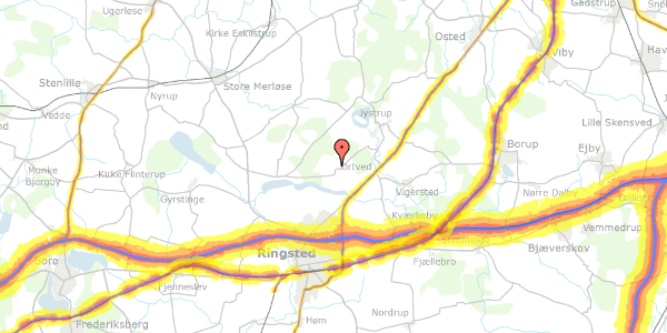 Trafikstøjkort på Hallingebjergvej 2, 4100 Ringsted