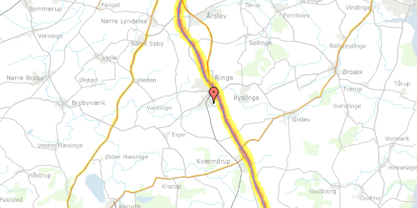 Trafikstøjkort på Dybdalgårdvej 51, 5750 Ringe