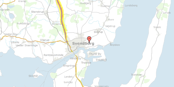 Trafikstøjkort på Bærvænget 1, 5700 Svendborg