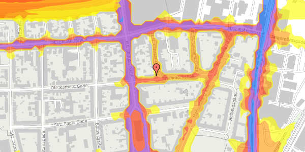 Trafikstøjkort på Brammersgade 27, 1. , 8000 Aarhus C