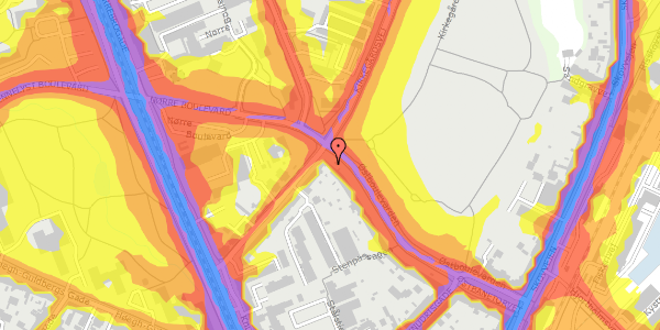 Trafikstøjkort på Østboulevarden 35, 3. tv, 8000 Aarhus C