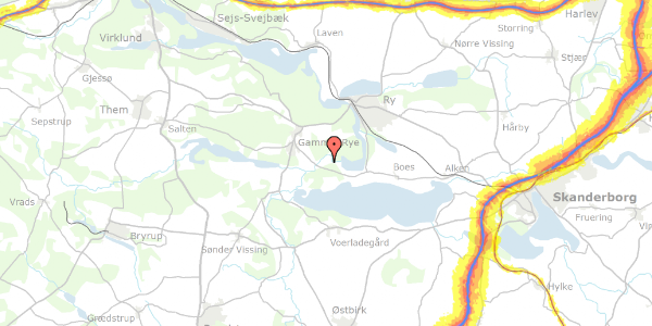 Trafikstøjkort på Odderholm 27, 8680 Ry