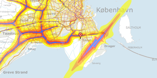 Trafikstøjkort på Else Alfelts Vej 33F, 2300 København S