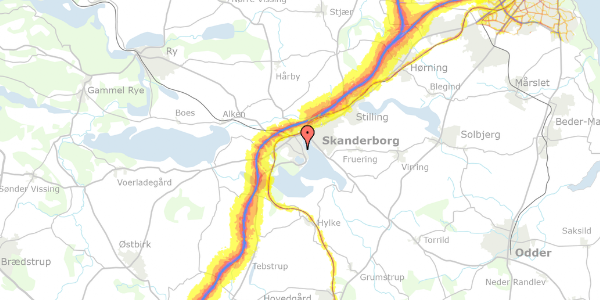 Trafikstøjkort på Vesterskovvej 4A, st. 2, 8660 Skanderborg