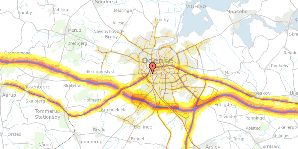 Trafikstøjkort på Kildemosevej 12, 5000 Odense C