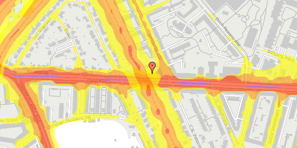 Trafikstøjkort på Finsensvej 100A, 2000 Frederiksberg