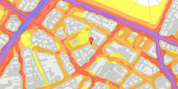 Trafikstøjkort på Hauser Plads 14, 1127 København K