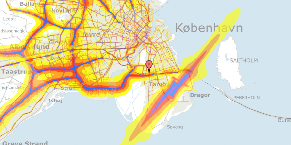 Trafikstøjkort på Edvard Thomsens Vej 81, 6. 2, 2300 København S