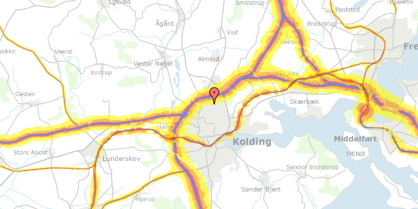 Trafikstøjkort på Kirkely 9B, 6000 Kolding