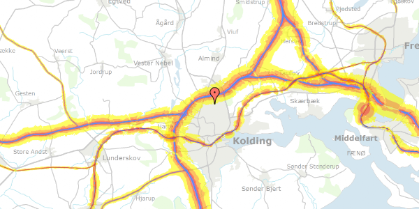 Trafikstøjkort på Kirkely 11B, st. th, 6000 Kolding