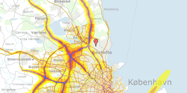 Trafikstøjkort på Ermelundsvej 26, 2820 Gentofte