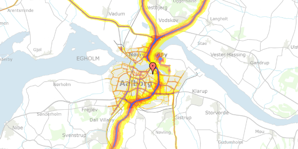 Trafikstøjkort på Grønnegade 25A, 9000 Aalborg