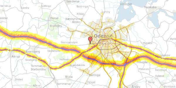 Trafikstøjkort på Vibelund Havekoloni 48, 5200 Odense V