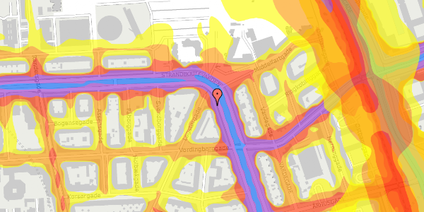 Trafikstøjkort på Strandboulevarden 111, 5. th, 2100 København Ø