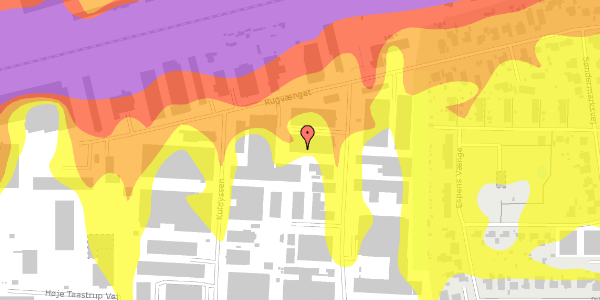 Trafikstøjkort på Rugvænget 19D, 2630 Taastrup