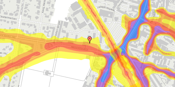 Trafikstøjkort på Hasserisgade 8, 1. 4, 9000 Aalborg