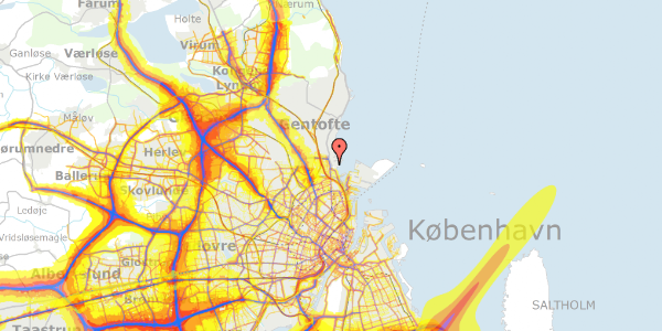 Trafikstøjkort på Strandvejen 40, 2900 Hellerup