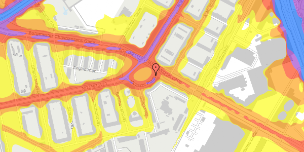 Trafikstøjkort på Mozarts Plads 1A, 2450 København SV