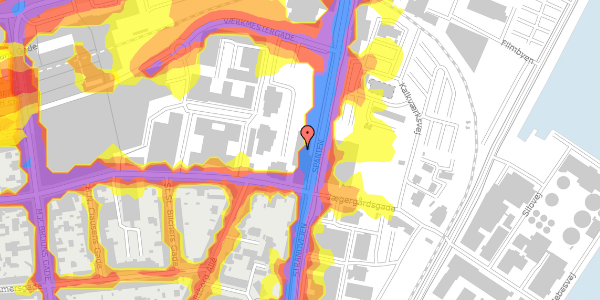 Trafikstøjkort på Frederiks Plads 36, 3. , 8000 Aarhus C