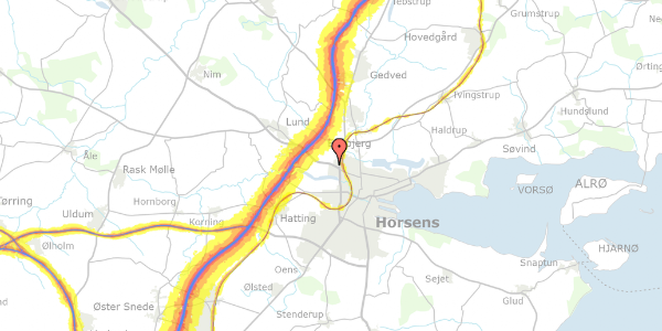 Trafikstøjkort på Hf Erik Sørensens Minde 32, 8700 Horsens