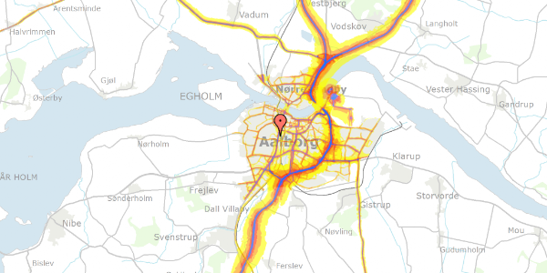 Trafikstøjkort på Steenstrupsvej 1, 9000 Aalborg