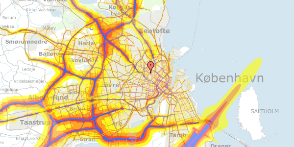 Trafikstøjkort på Husumgade 44A, 1. 2, 2200 København N