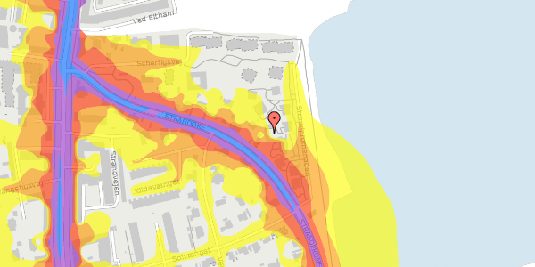 Trafikstøjkort på Strandpromenaden 57, 2100 København Ø