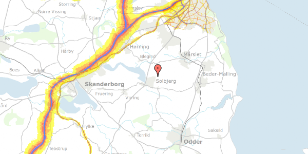 Trafikstøjkort på Pilevangen 69, 8355 Solbjerg