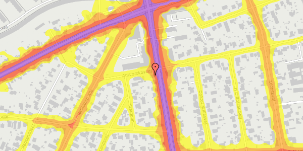 Trafikstøjkort på Antvorskovvej 1, 2650 Hvidovre