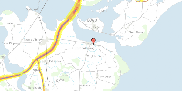 Trafikstøjkort på Tiliavej 20, 4850 Stubbekøbing