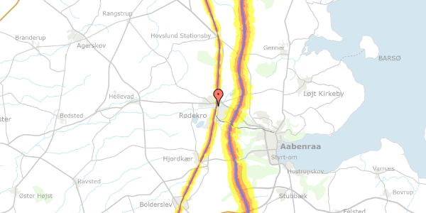 Trafikstøjkort på Savværksvej 8D, 6230 Rødekro