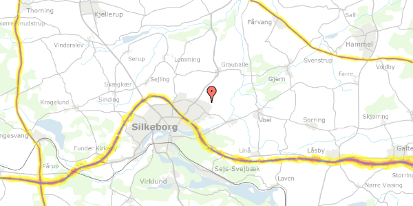 Trafikstøjkort på Landskronavej 19, 8600 Silkeborg