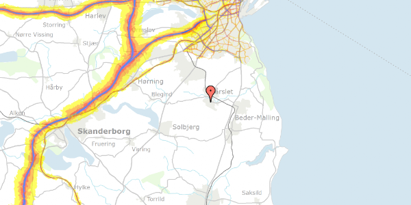 Trafikstøjkort på Mustrupvej 255, 8320 Mårslet