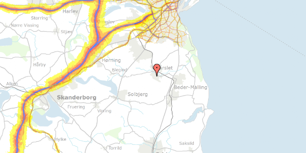 Trafikstøjkort på Mustrupvej 285, 8320 Mårslet