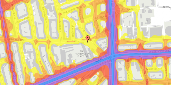 Trafikstøjkort på Tåsingegade 11, 2100 København Ø